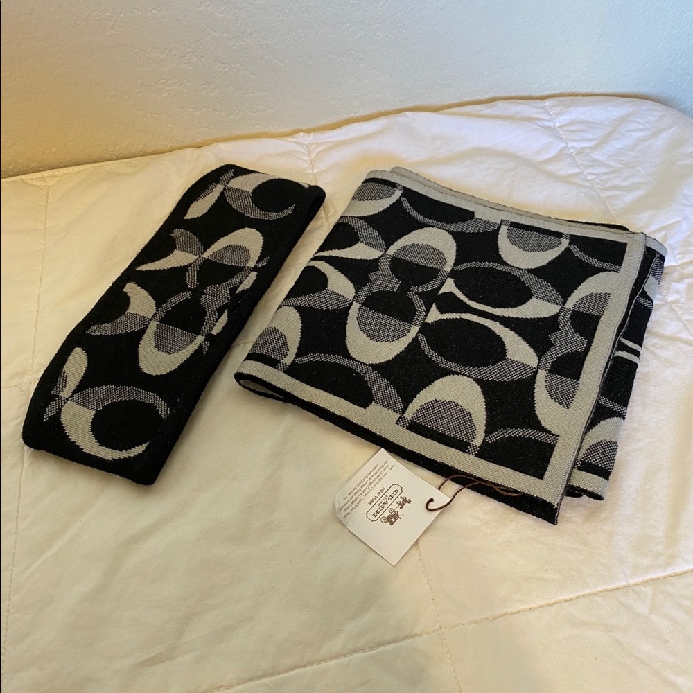 NWT Coach Scarf and Ear Warmer Set